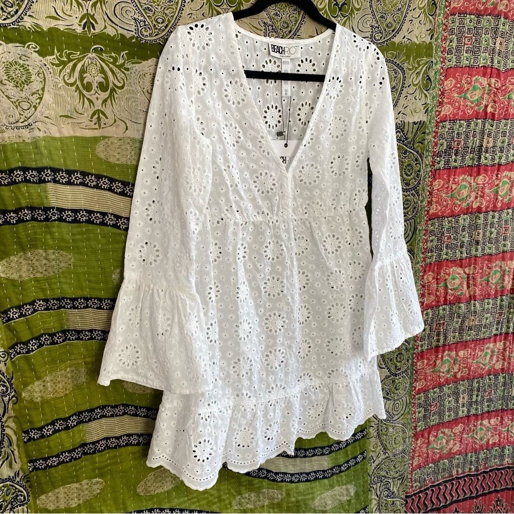 NWT Beach Riot White Delaney Eyelet Embroidered Mini Dress Size Small - Picture 7 of 14